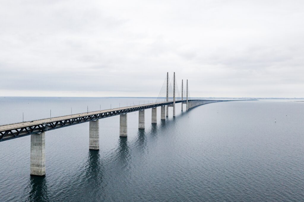 Bild över Øresundsbron tagit uppifrån